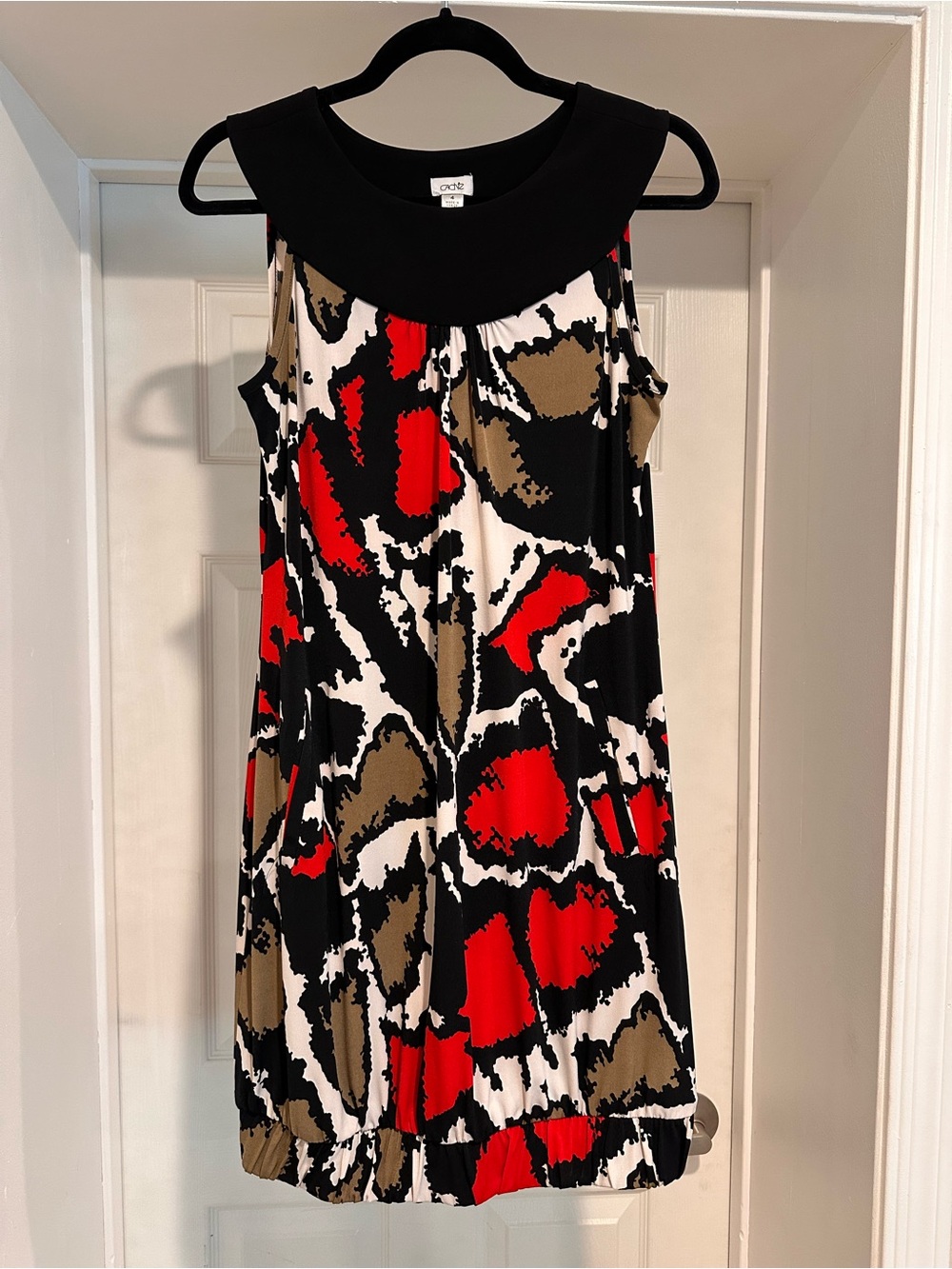 Cache Sleeveless Abstract Print Mini Dress